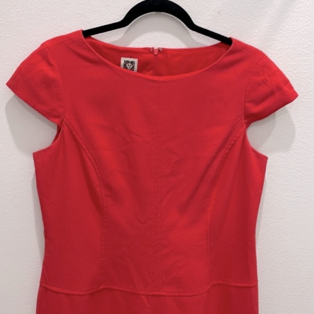 Anne Klein dress orange red shoulder sleeve